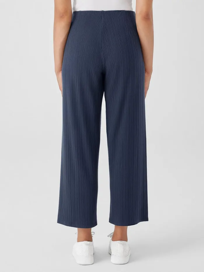 Pants Shorts and Jumpsuits Women Eileen Fisher Variegated Rib Knit WideLeg Pant Ocean
