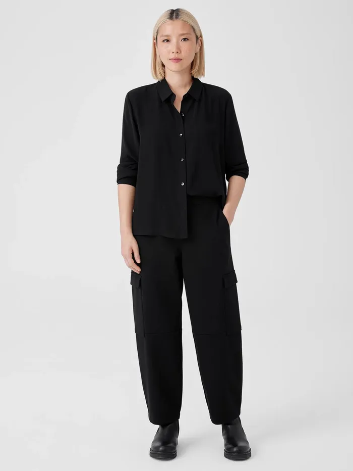 Pants Shorts and Jumpsuits Women Eileen Fisher Washable Flex Ponte Cargo Lantern Pant Black