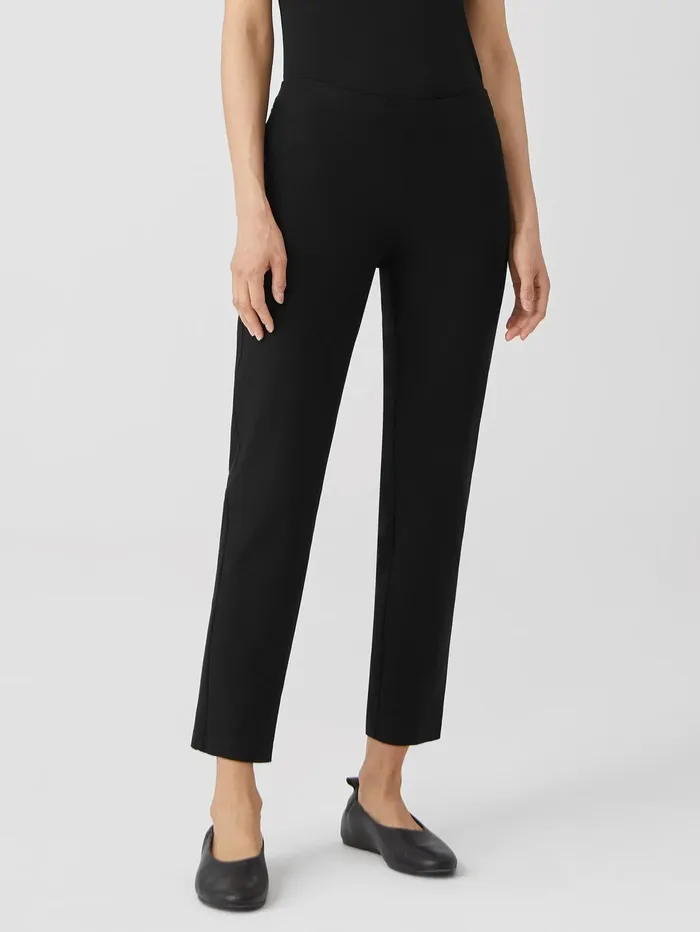 Pants Shorts and Jumpsuits Women Eileen Fisher Washable Stretch Crepe Slim Ankle Pant Black