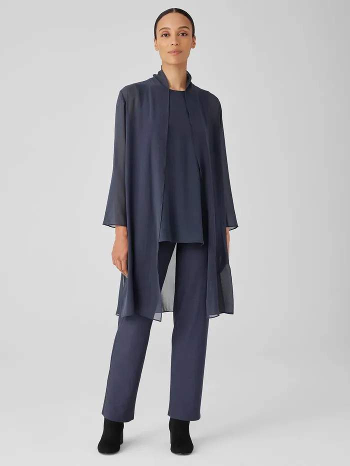 Pants Shorts and Jumpsuits Women Eileen Fisher Washable Stretch Crepe Straight Pant Ocean