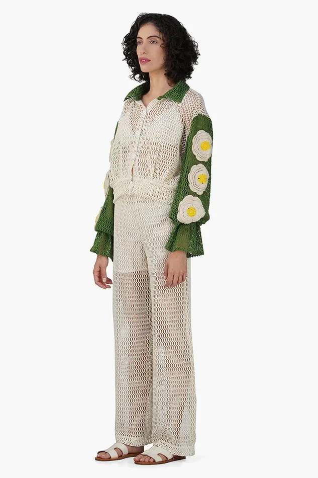 Pants Women America and Beyond French Acru Crochet Pants