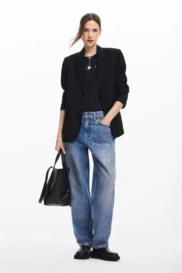 Pants Women Desigual Balloon Denim Jeans Blue
