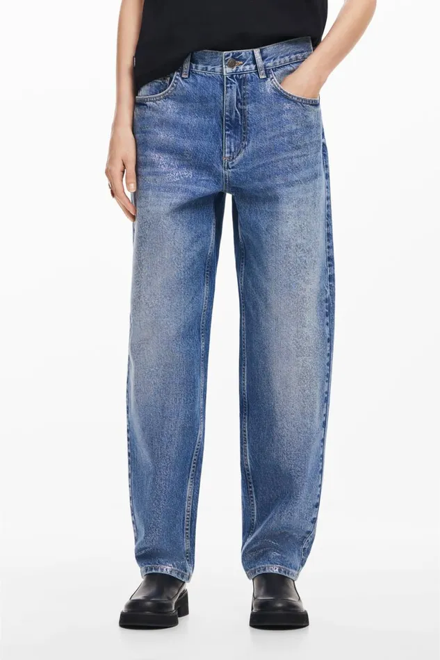 Pants Women Desigual Balloon Denim Jeans Blue