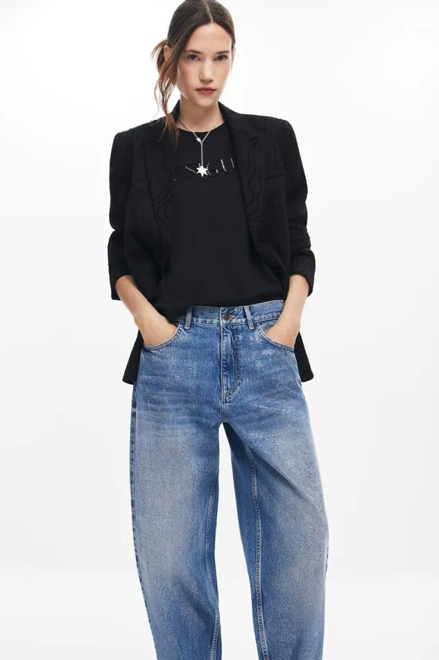 Pants Women Desigual Balloon Denim Jeans Blue