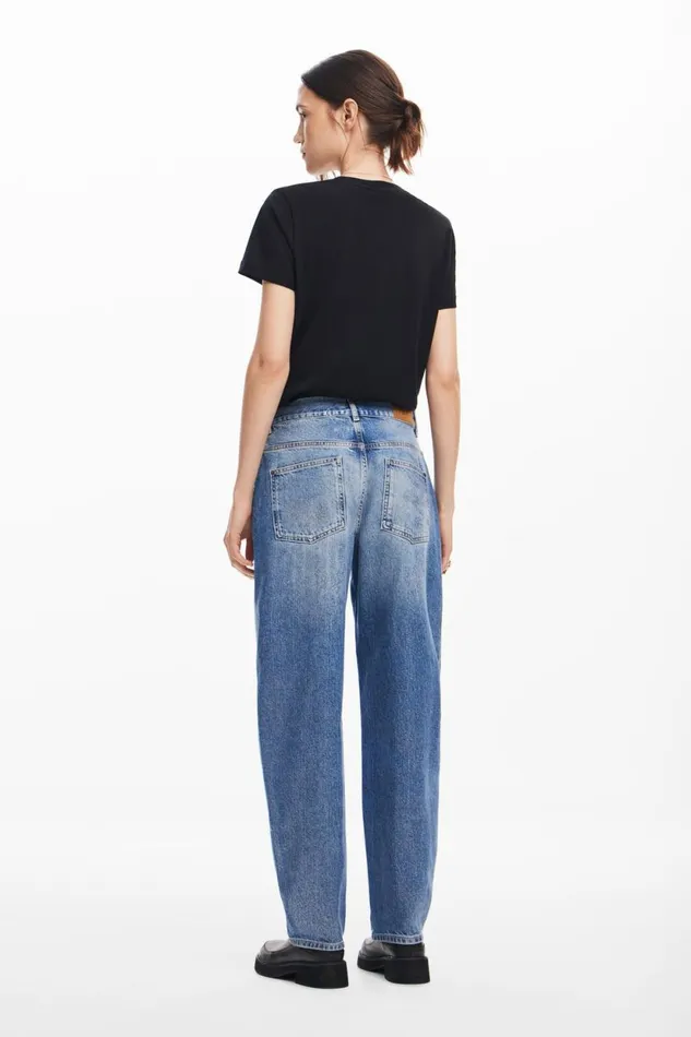 Pants Women Desigual Balloon Denim Jeans Blue