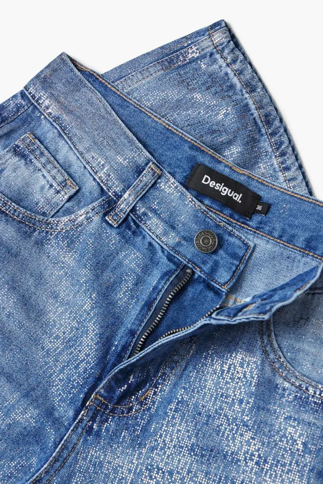 Pants Women Desigual Balloon Denim Jeans Blue