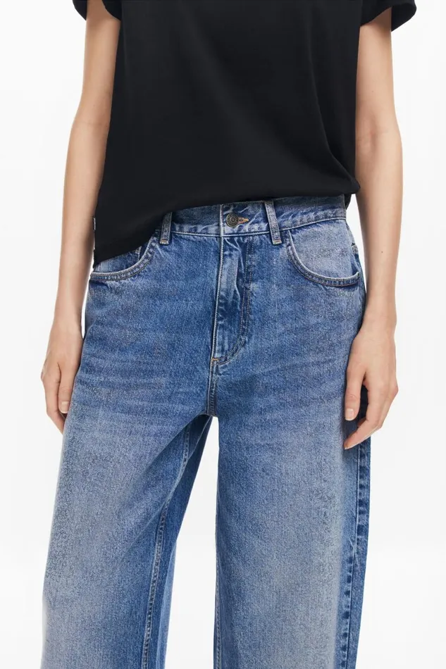Pants Women Desigual Balloon Denim Jeans Blue
