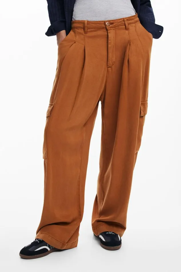 Pants Women Desigual Flowy Cargo Pants White