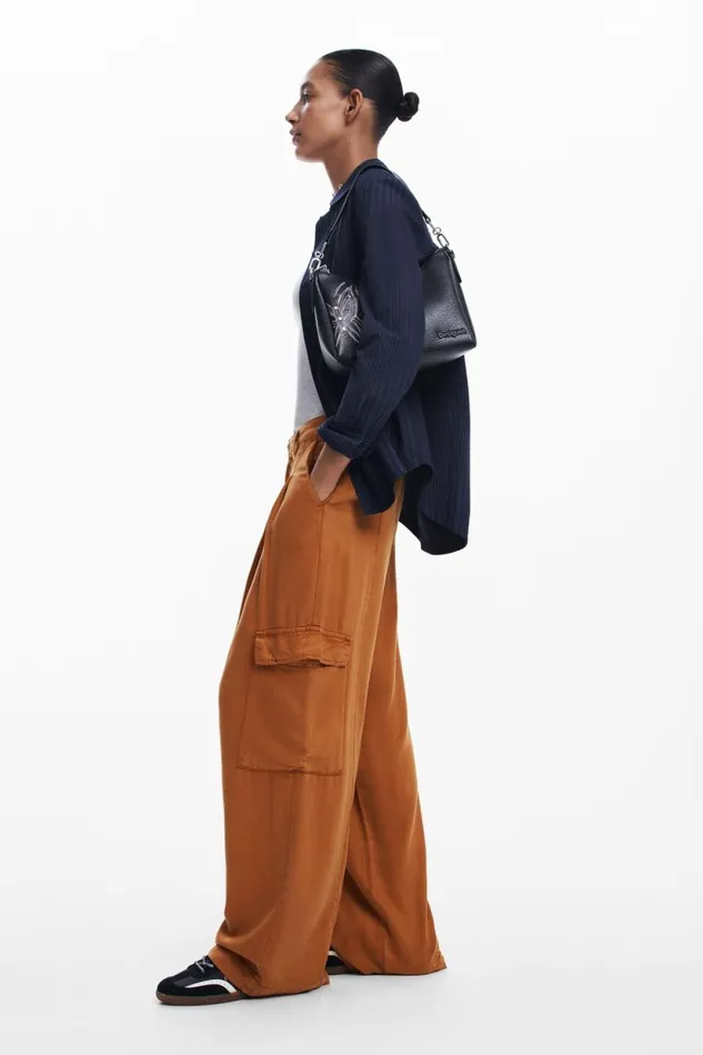 Pants Women Desigual Flowy Cargo Pants White