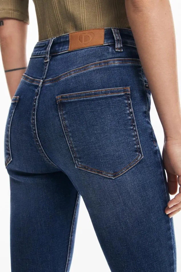 Pants Women Desigual Straight Jeans With Plain Pockets Blue
