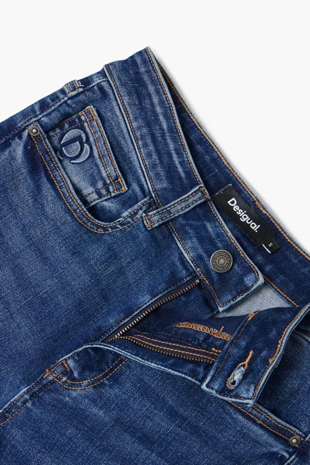Pants Women Desigual Straight Jeans With Plain Pockets Blue
