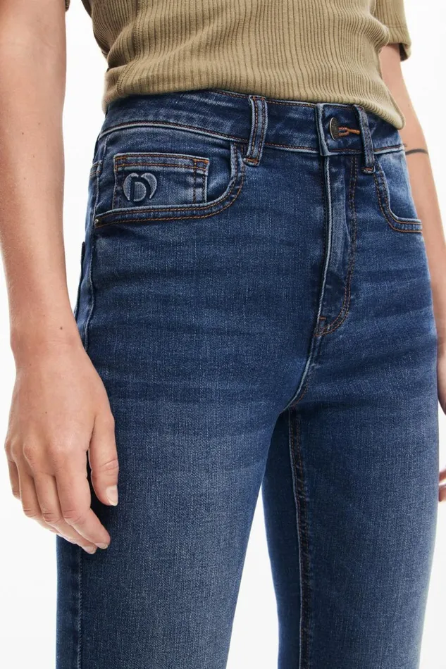 Pants Women Desigual Straight Jeans With Plain Pockets Blue