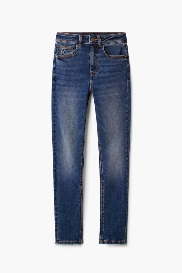 Pants Women Desigual Straight Jeans With Plain Pockets Blue