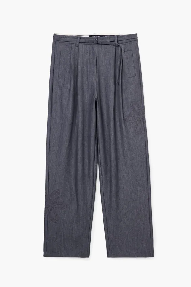 Pants Women Desigual Straight Long Pants Black