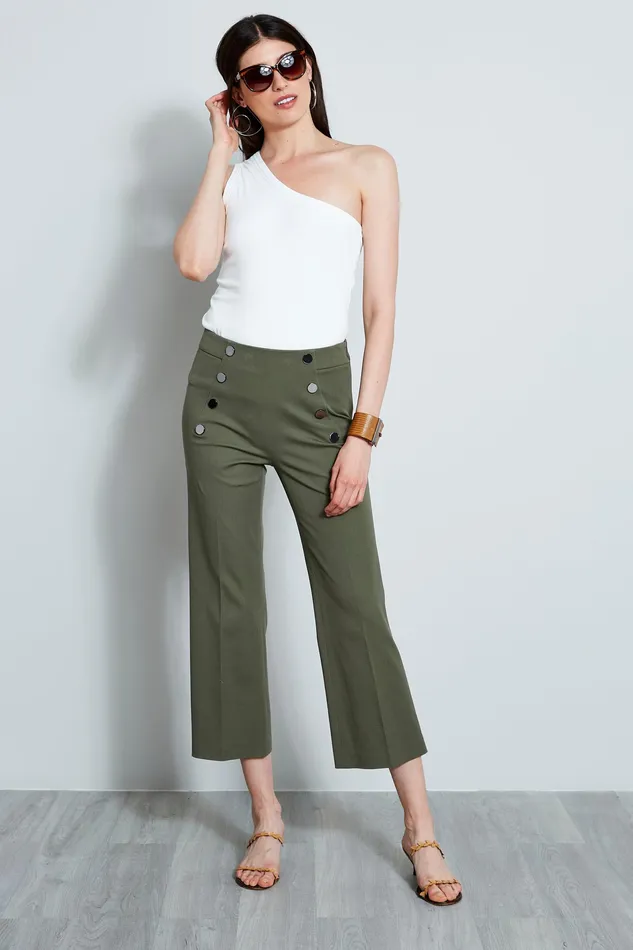 Pants Women Elie Tahari Button Detail Pant WILLOW GREEN