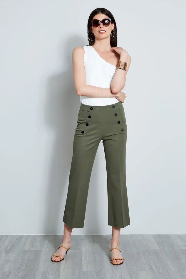Pants Women Elie Tahari Button Detail Pant WILLOW GREEN