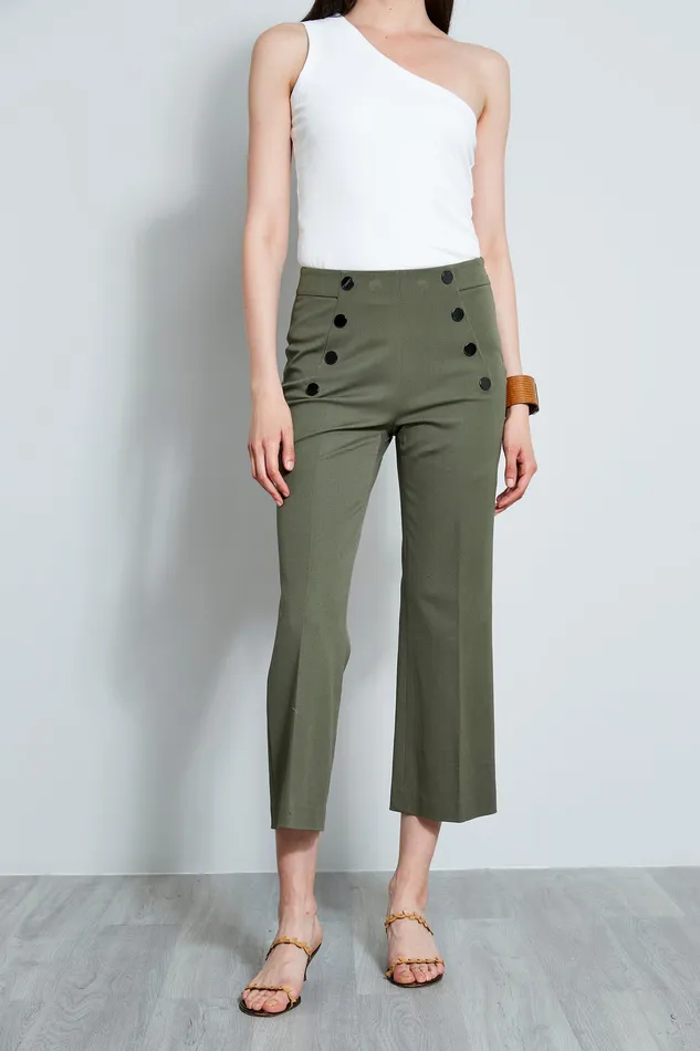Pants Women Elie Tahari Button Detail Pant WILLOW GREEN
