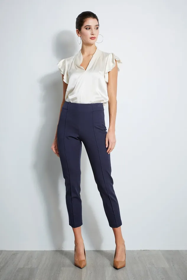 Pants Women Elie Tahari Pintuck Cropped Stretch Twill Pant NAVY YARD