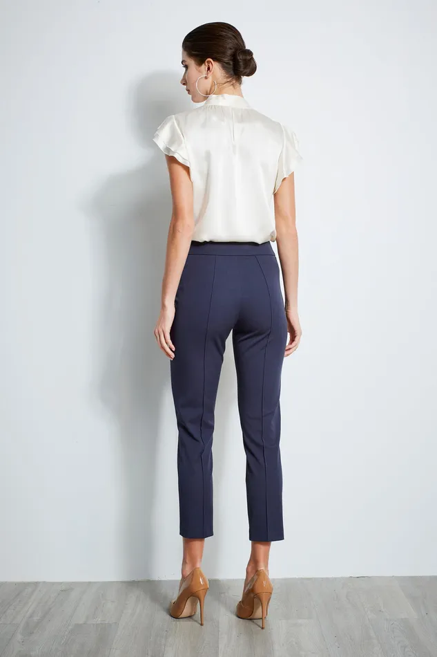 Pants Women Elie Tahari Pintuck Cropped Stretch Twill Pant NAVY YARD