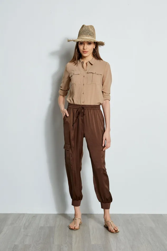 Pants Women Elie Tahari Satin Cargo Pant SUMATRA
