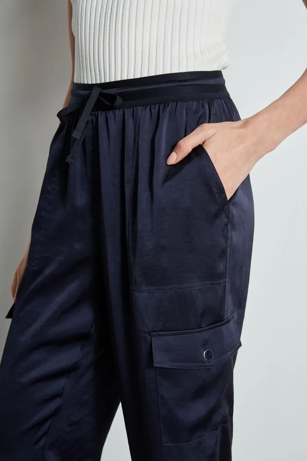 Pants Women Elie Tahari Satin Cargo Pocket Pant STARGAZER
