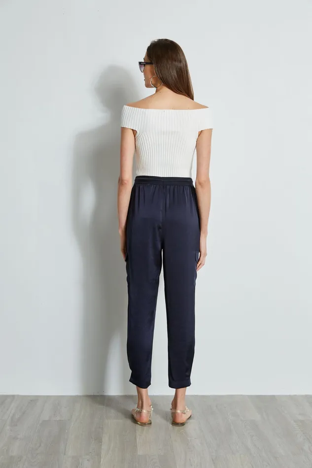 Pants Women Elie Tahari Satin Cargo Pocket Pant STARGAZER