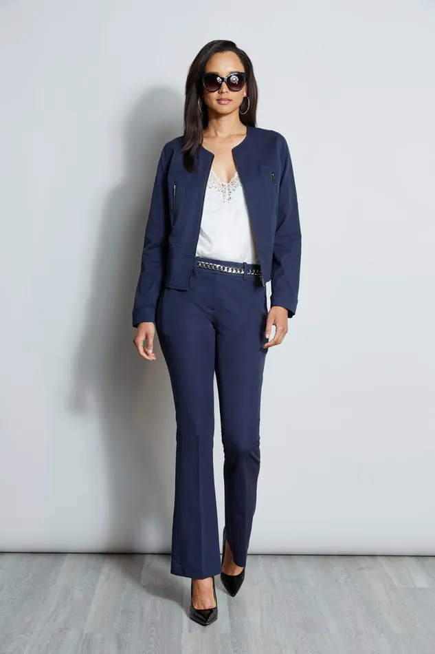Pants Women Elie Tahari Stretch Twill Fit and Flare Pant NAVY YARD