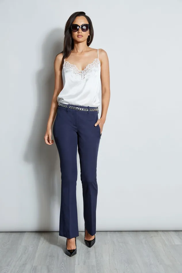 Pants Women Elie Tahari Stretch Twill Fit and Flare Pant NAVY YARD
