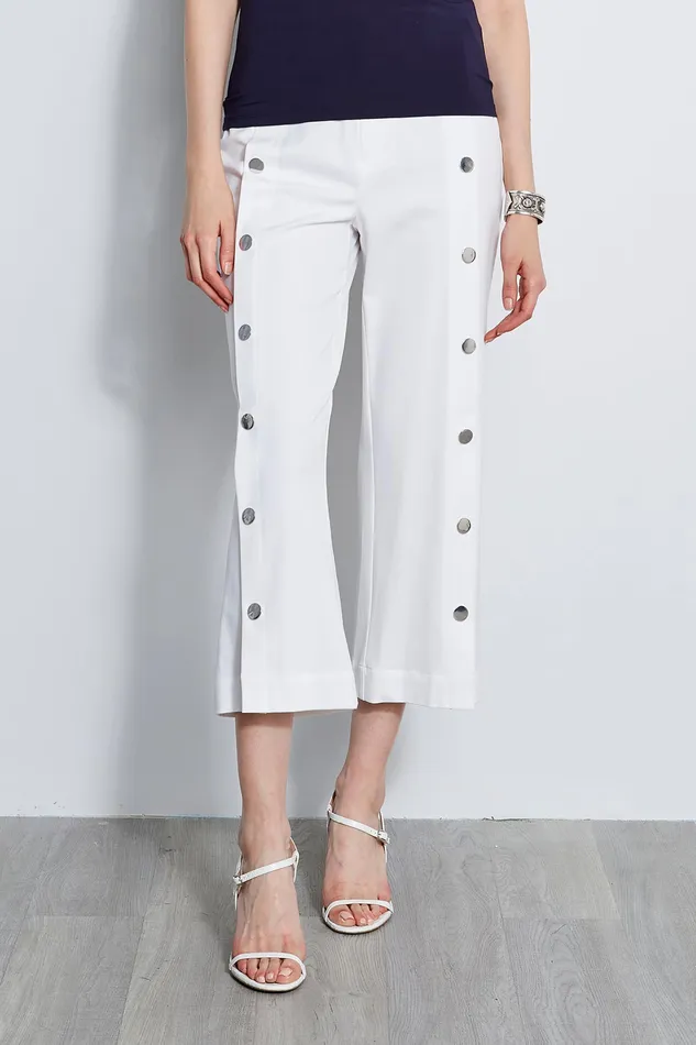 Pants Women Elie Tahari Stretch Twill Snap Pant WHITE