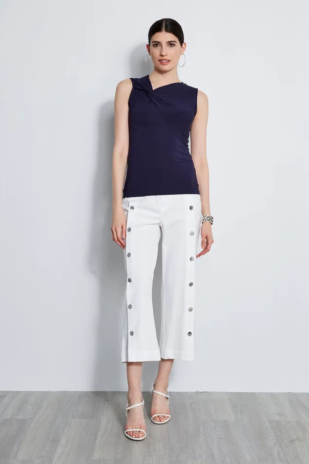 Pants Women Elie Tahari Stretch Twill Snap Pant WHITE