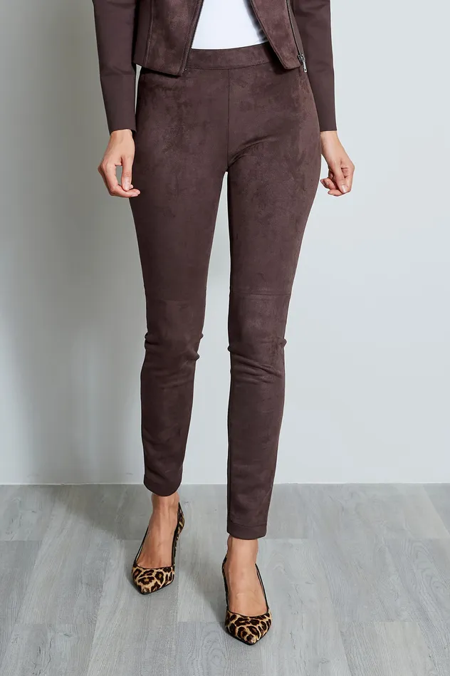 Pants Women Elie Tahari Vegan Suede Legging ESPRESSO