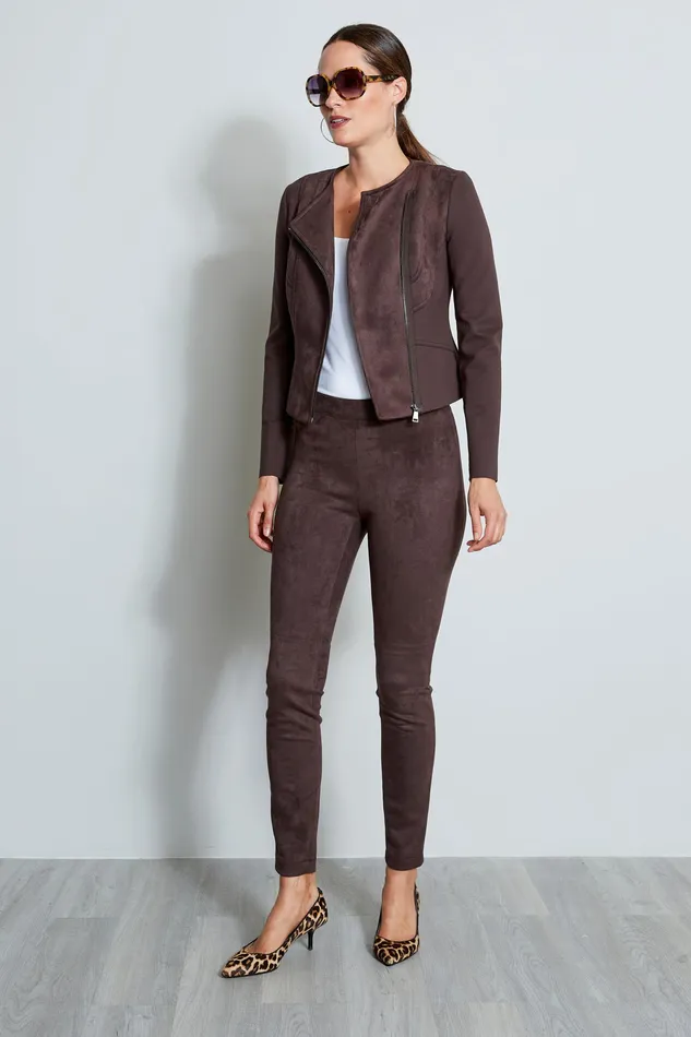 Pants Women Elie Tahari Vegan Suede Legging ESPRESSO