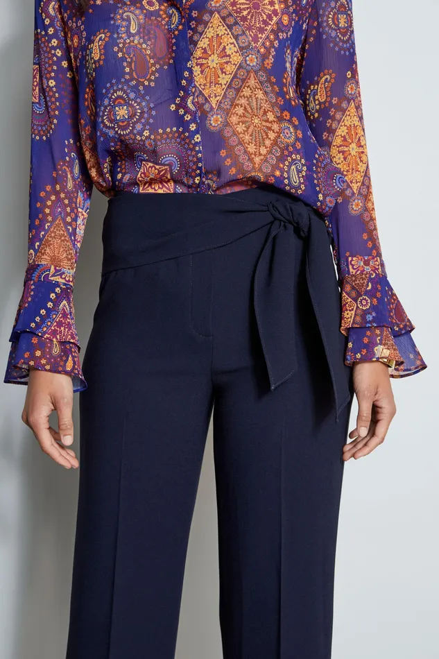 Pants Women Elie Tahari Wide Leg Sash Pant STARGAZER