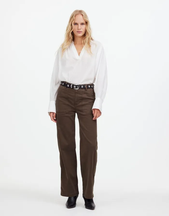 Pants Women Madewell LowSlung Baggy Utility Pants Field Olive