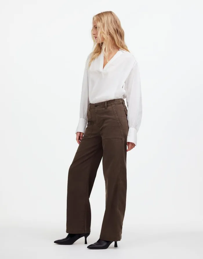 Pants Women Madewell LowSlung Baggy Utility Pants Field Olive