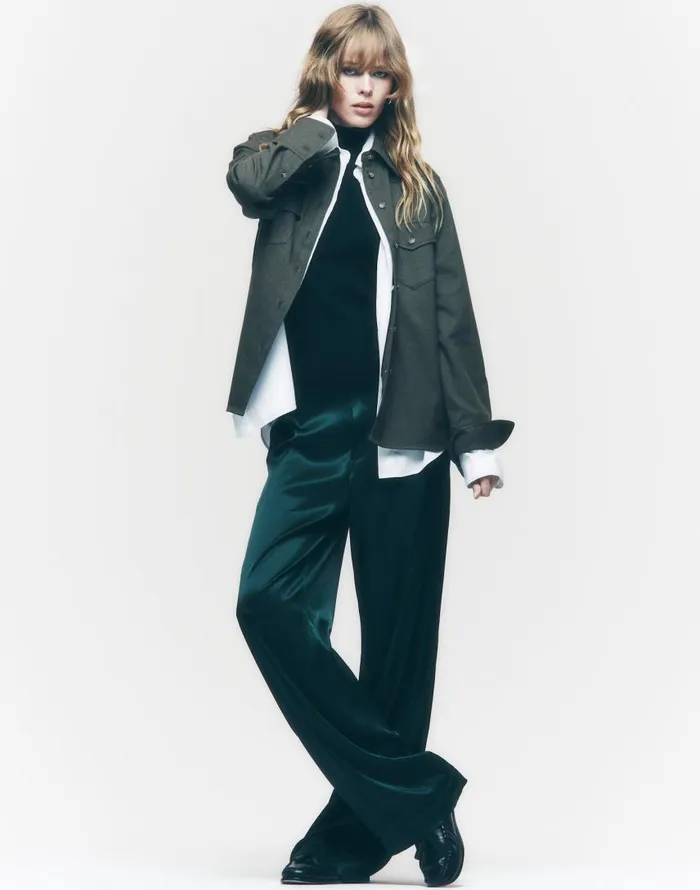 Pants Women Madewell PullOn Straight Pants In Stretch Satin Luxury Forest