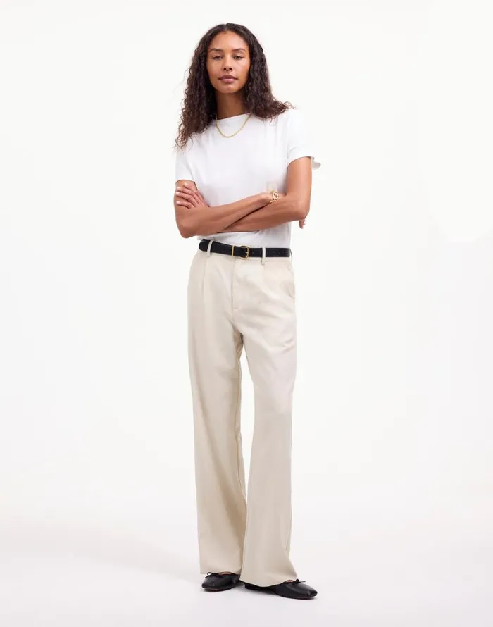 Pants Women Madewell Slouchy Straight Pants In Drapey Twill Muted Stone