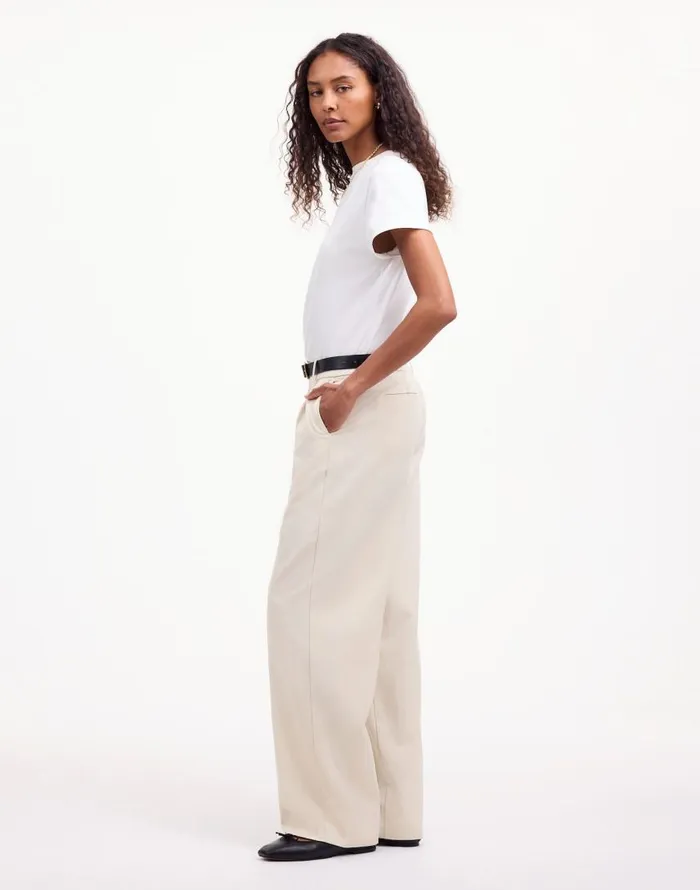 Pants Women Madewell Slouchy Straight Pants In Drapey Twill Muted Stone