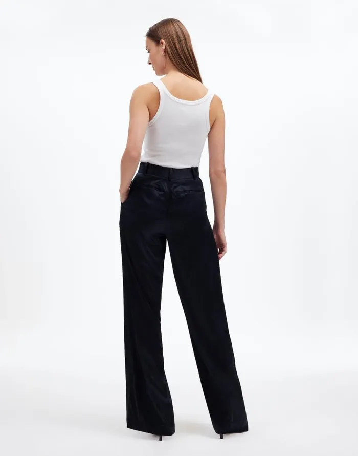 Pants Women Madewell The Harlow SuperwideLeg In Stretch Satin True Black