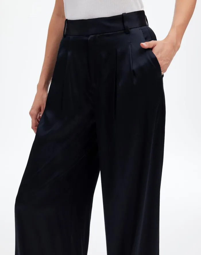 Pants Women Madewell The Harlow SuperwideLeg In Stretch Satin True Black