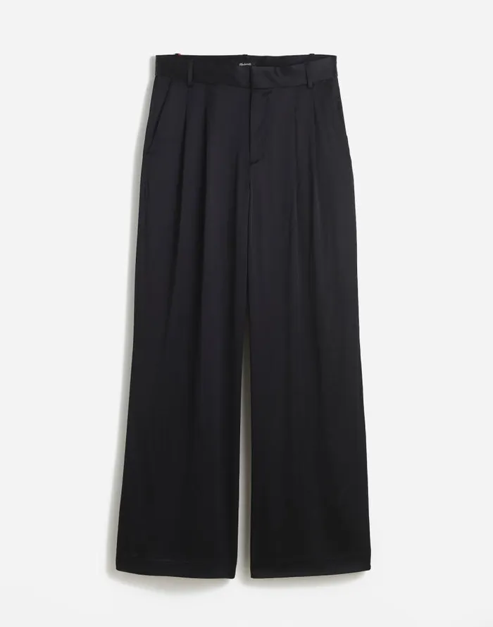 Pants Women Madewell The Harlow SuperwideLeg In Stretch Satin True Black