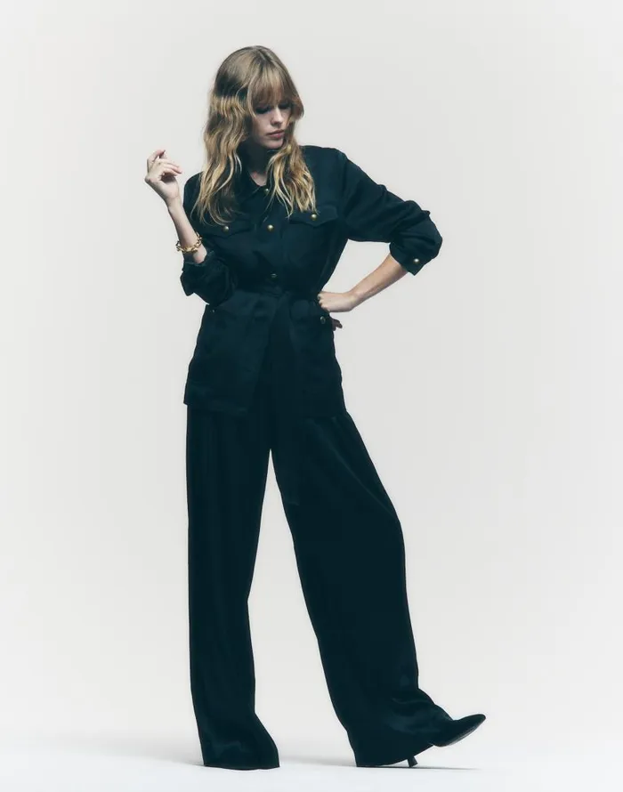 Pants Women Madewell The Harlow SuperwideLeg In Stretch Satin True Black