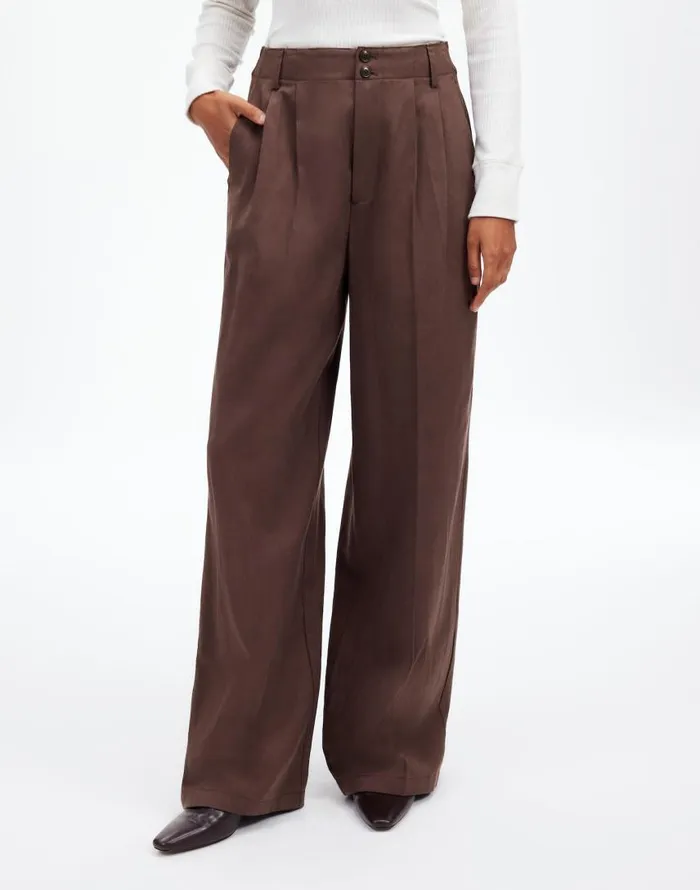 Pants Women Madewell The Harlow WideLeg Pant In Drapey Twill Dark Carob