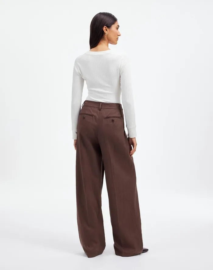 Pants Women Madewell The Harlow WideLeg Pant In Drapey Twill Dark Carob