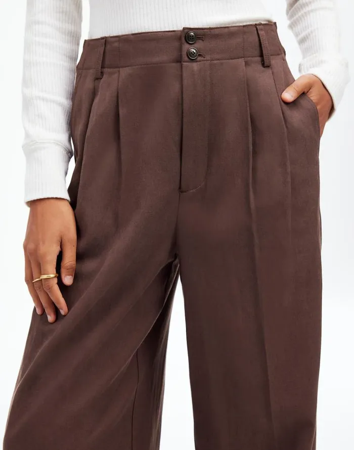 Pants Women Madewell The Harlow WideLeg Pant In Drapey Twill Dark Carob