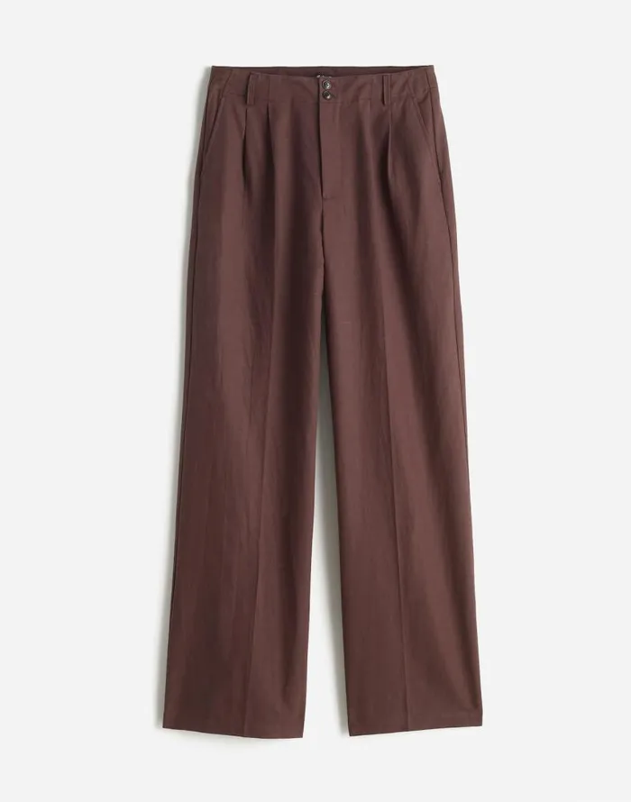 Pants Women Madewell The Harlow WideLeg Pant In Drapey Twill Dark Carob