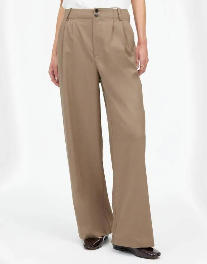 Pants Women Madewell The Harlow WideLeg Pant In Flannel Dark Oat Melange