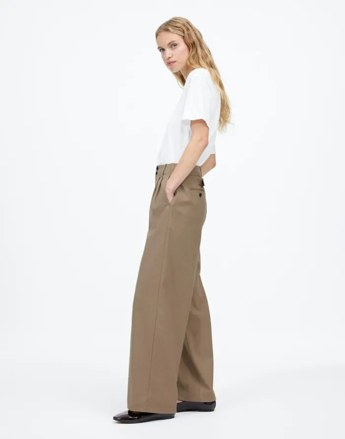 Pants Women Madewell The Harlow WideLeg Pant In Flannel Dark Oat Melange