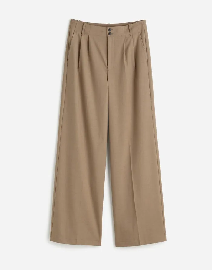 Pants Women Madewell The Harlow WideLeg Pant In Flannel Dark Oat Melange