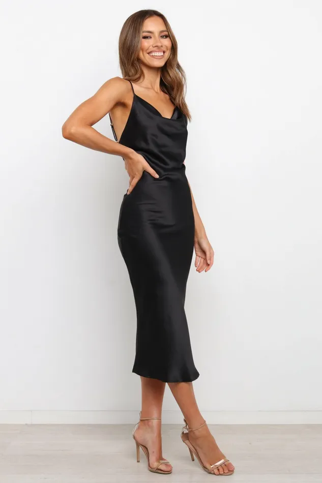 Persia Dress Black Satin Dresses Petal and Pup Women